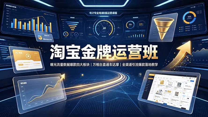 淘宝金牌运营班-7月：曝光流量数据爆款四大板块｜万相台直通车达摩｜全渠道引流爆款落地教学-资源分享