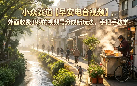 小众赛道【早安电台视频】，外面收费399的视频号分成新玩法，手把手教学-资源分享