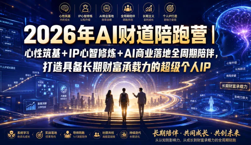 2026年AI财道陪跑营｜心性筑基+IP心智修炼+AI商业落地全周期陪伴，打造具备长期财富承载力的超级个人IP-资源分享