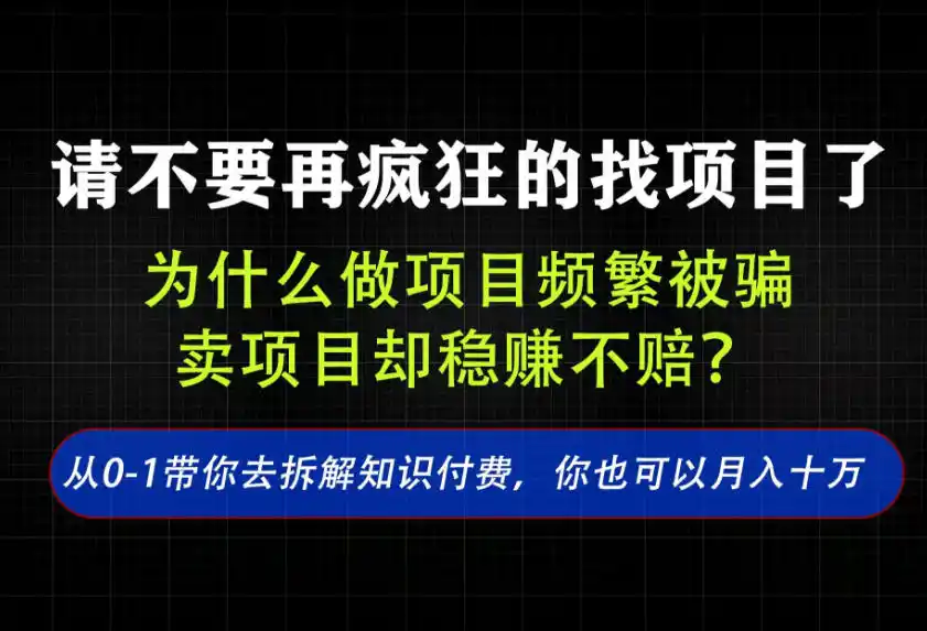 找项目？别傻了！卖项目才是真的一本万利！看完你全都懂了【揭秘】-资源分享