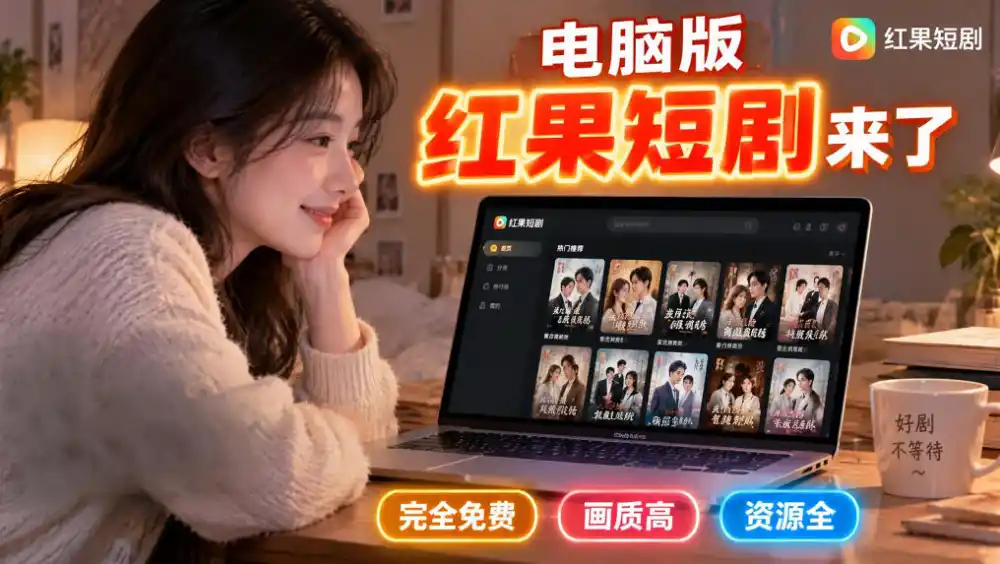 手机看短剧费眼？电脑版红果短剧来了，完全免费、画质高、资源全-资源分享