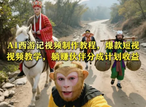 AI西游记视频制作教程，爆款短视频教学，躺賺伙伴分成计划收益-资源分享