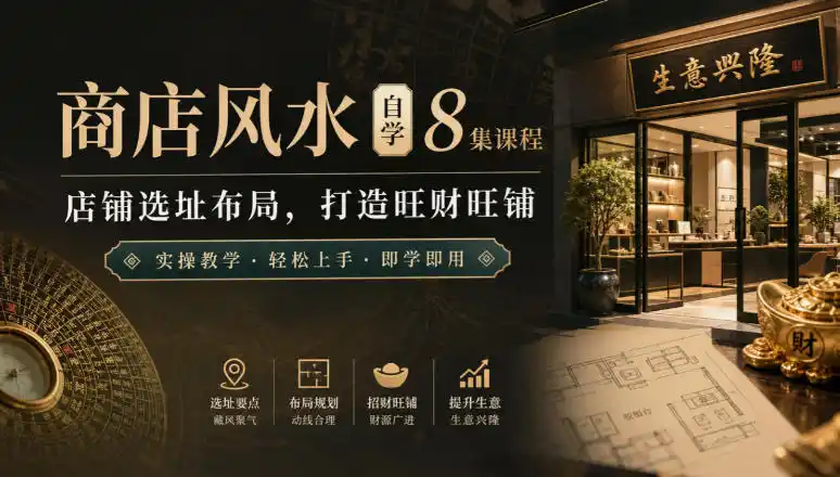 商店风水自学8集课程｜店铺选址布局，打造旺财旺铺实操教学-资源分享