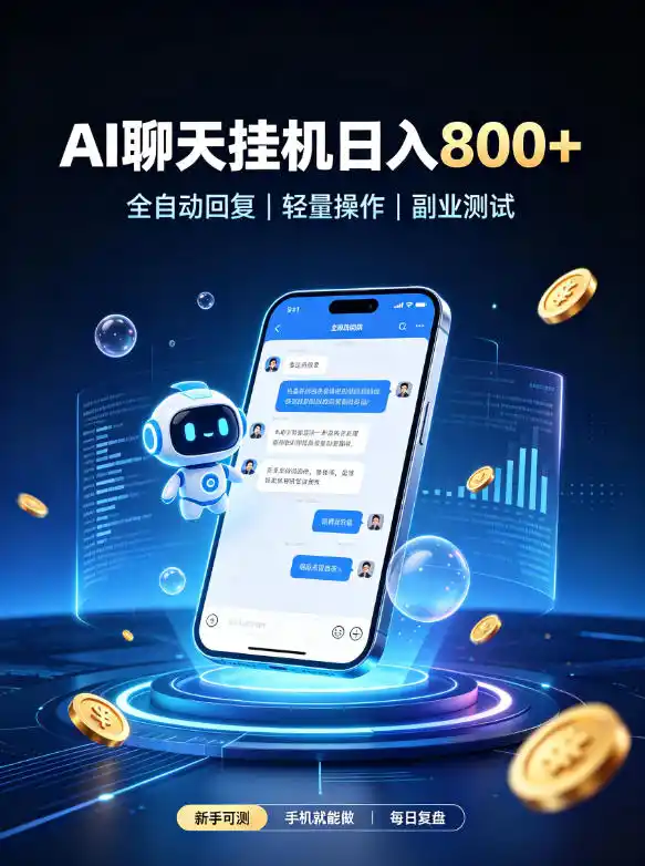 AI聊天挂G项目，日入800➕，全自动操作，适用个人副业，支持工作室矩阵操作【揭秘】-资源分享