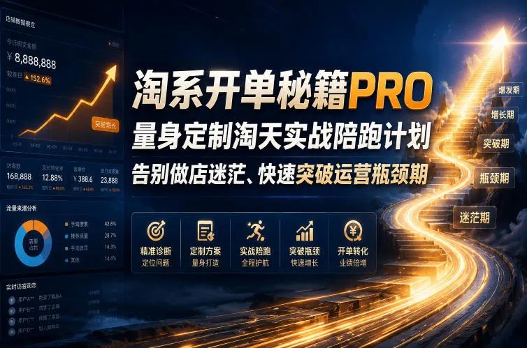 淘系开单秘籍PRO，量身定制淘天实战陪跑计划，告别做店迷茫、快速突破运营瓶颈期(2026年6月22日)-资源分享