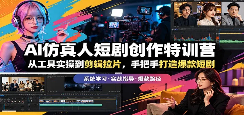 AI仿真人短剧创作特训营：工具实操到剪辑拉片，打造爆款短剧 - 轻创方舟-资源分享