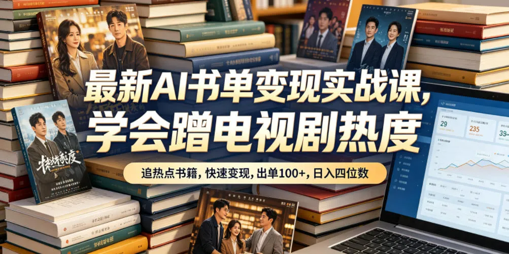 最新AI书单变现实战课，学会蹭电视剧热度，追热点书籍，快速变现，出单100+，日入四位数-资源分享