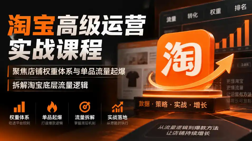 淘宝高级运营实战课程，聚焦店铺权重体系与单品流量起爆，拆解淘宝底层流量逻辑-资源分享