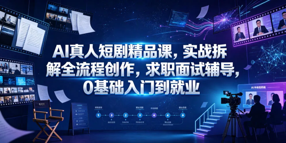 AI真人短剧精品课，实战拆解全流程创作，求职面试辅导，0基础入门到就业-资源分享