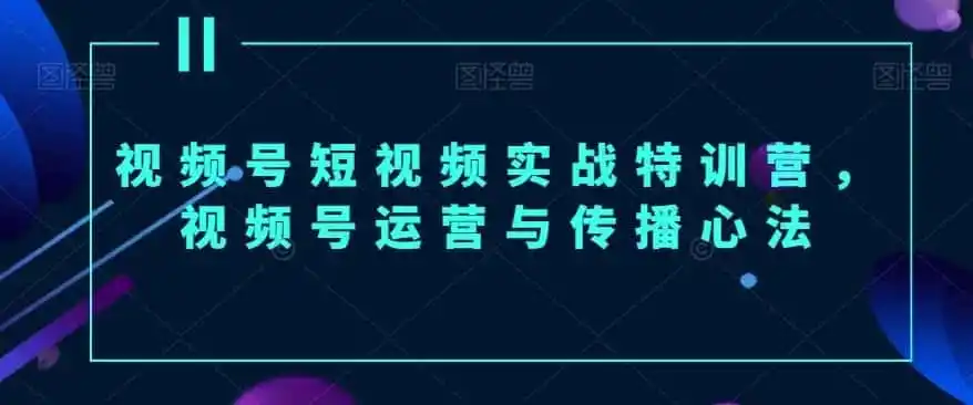 视频号短视频实战特训营，视频号运营与传播心法-资源分享