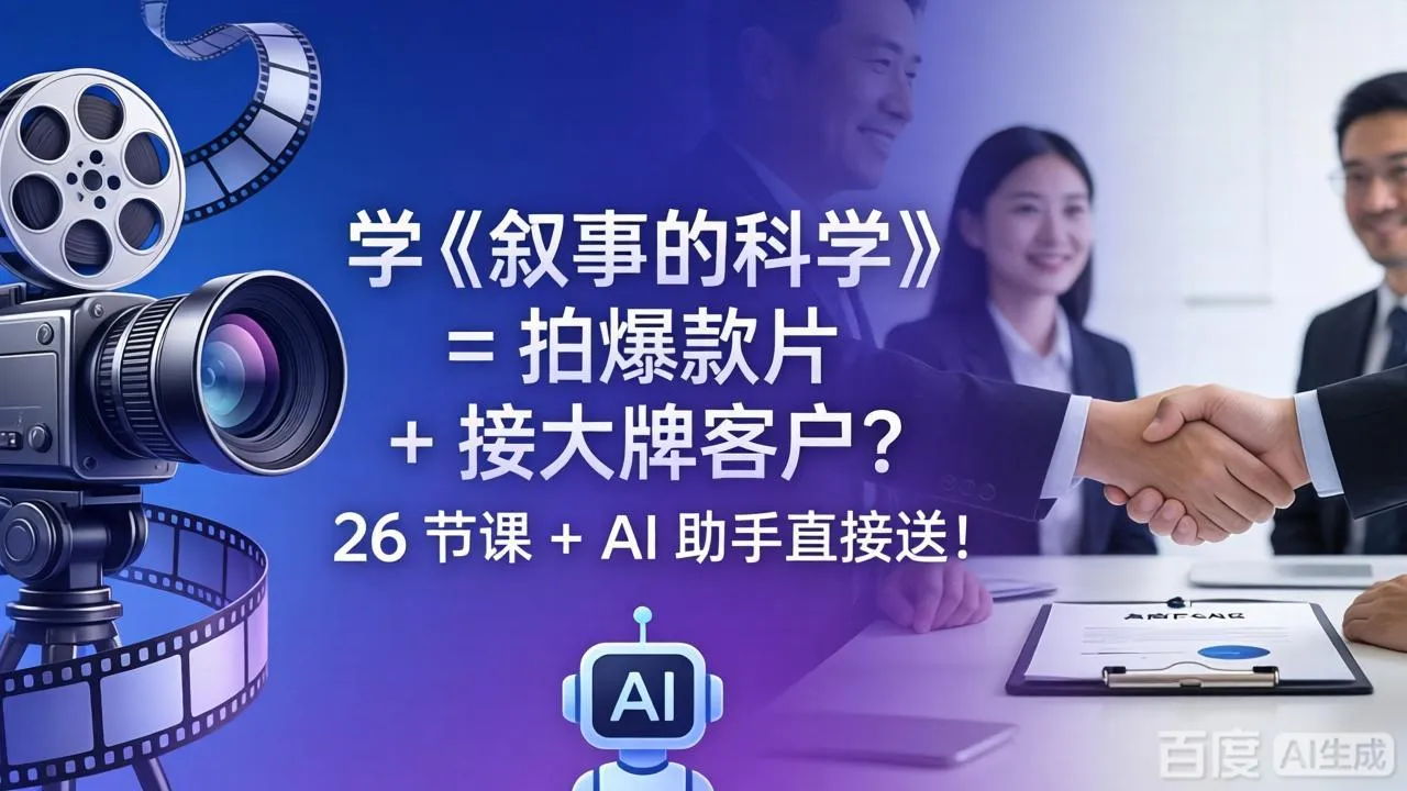 学《叙事的科学》= 拍爆款片 + 接大牌客户？26 节课 + AI 助手直接送！-资源分享