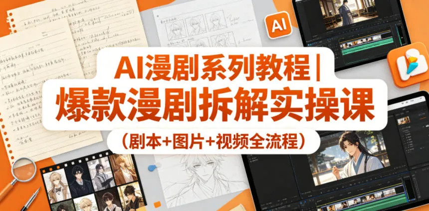 AI漫剧系列教程｜爆款漫剧拆解实操课(剧本+图片+视频全流程)-资源分享