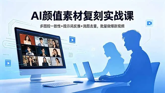 AI颜值素材复刻实战课，多图控一致性+提示词反推+洗图去重，批量做爆款视频-资源分享