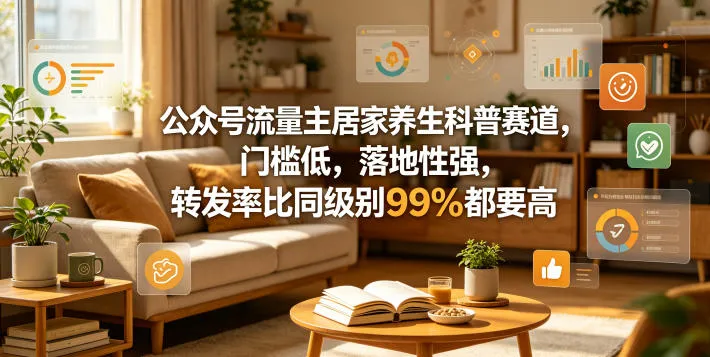 公众号流量主居家养生科普赛道，门槛低，落地性强，转发率比同级别99％都要高-资源分享