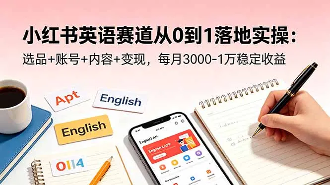 小红书英语变现实操：月入3000-1万的完整流程 - 轻创方舟-资源分享