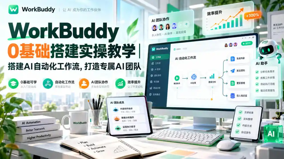 WorkBuddy 0基础搭建实操教学｜搭建AI自动化工作流，打造专属AI团队-资源分享