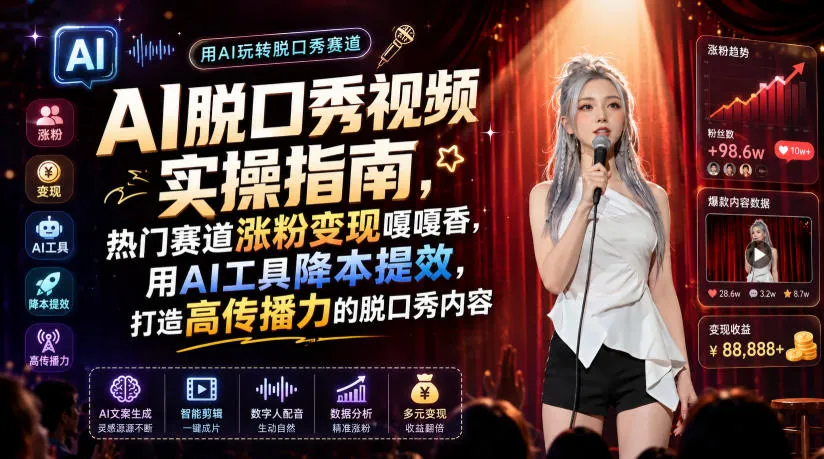 AI脱口秀视频制作：涨粉变现技巧与轻创方舟-资源分享
