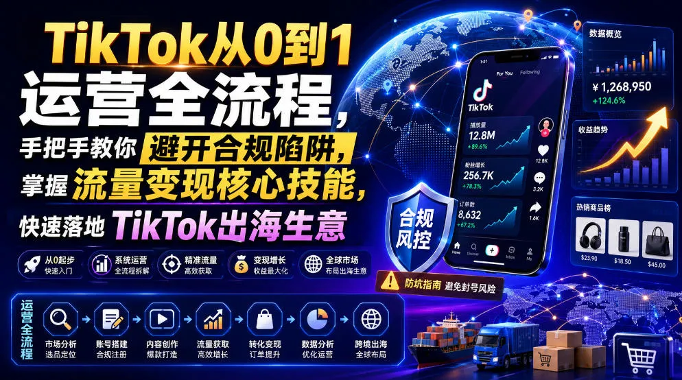 TikTok运营全攻略：避开合规陷阱，掌握流量变现技能 - 轻创方舟-资源分享