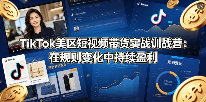 TikTok美区短视频带货实战训战营：规则变化中持续盈利 - 轻创方舟-资源分享