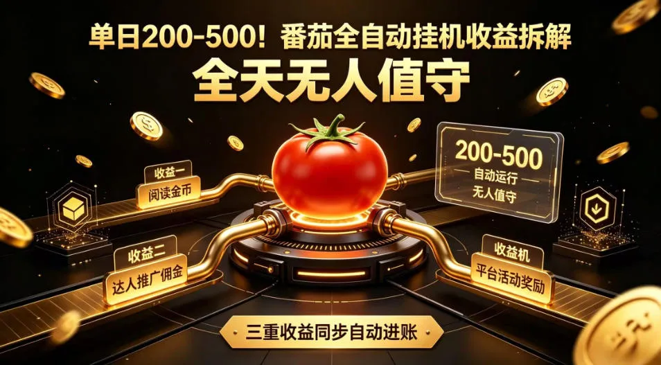 单日200-500！番茄全自动挂G收益拆解，全天无人值守，矩阵操作收益翻倍【揭秘】-资源分享