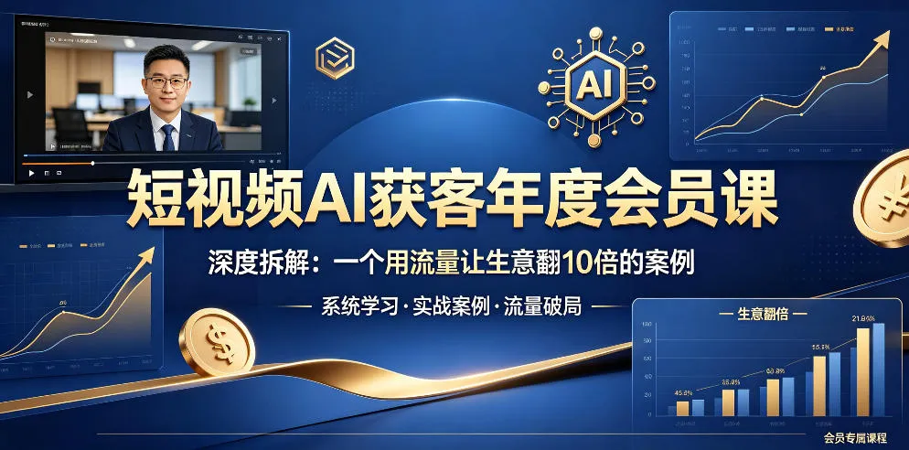 短视频AI获客年度会员课，深度拆解，一个用流量让生意翻10倍的案例-资源分享