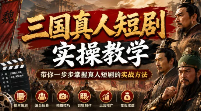 三国真人短剧实操教学，带你一步步掌握真人短剧的实战方法-资源分享