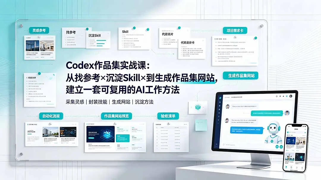Codex作品集实战课：从找参考×沉淀Skill×到生成作品集网站，建立一套可复用的AI工作方法-资源分享