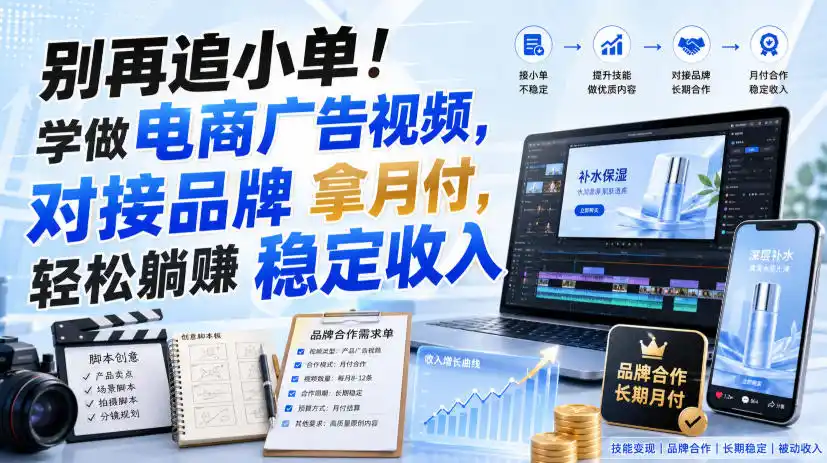 别再追小单！学做电商广告视频，对接品牌拿月付，轻松躺賺稳定收入【原创双语字幕】-资源分享