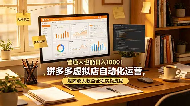 普通人也能日入 1000！拼多多虚拟店自动化运营，矩阵放大收益全程实操流程-资源分享