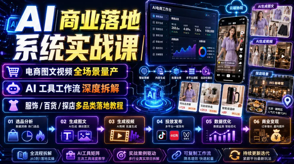 AI内容工作流深度拆解：电商全场景量产实战 - 轻创方舟-资源分享