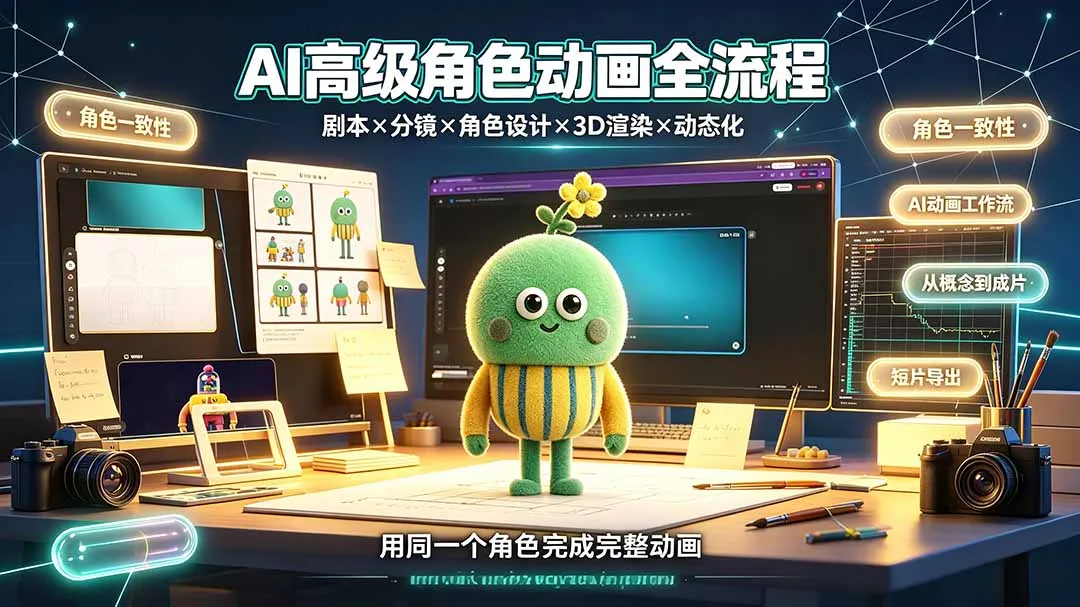 AI高级角色动画全流程：剧本×分镜×角色设计×3D渲染×动态化，从概念到成片一站式教学-资源分享