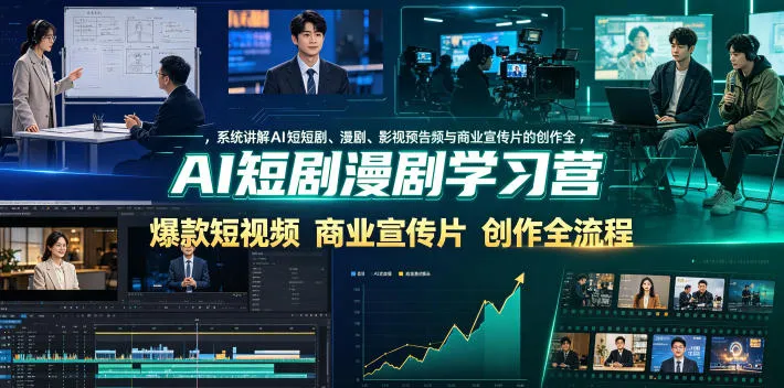 AI短剧漫剧学习营，系统讲解AI短剧、漫剧、影视预告片、爆款短视频与商业宣传片的创作全流程-资源分享