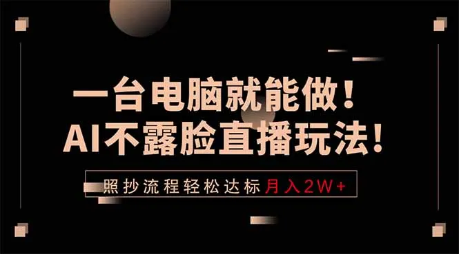 一台电脑就能做！AI不露脸直播玩法，照抄流程轻松达标月入2W+-资源分享