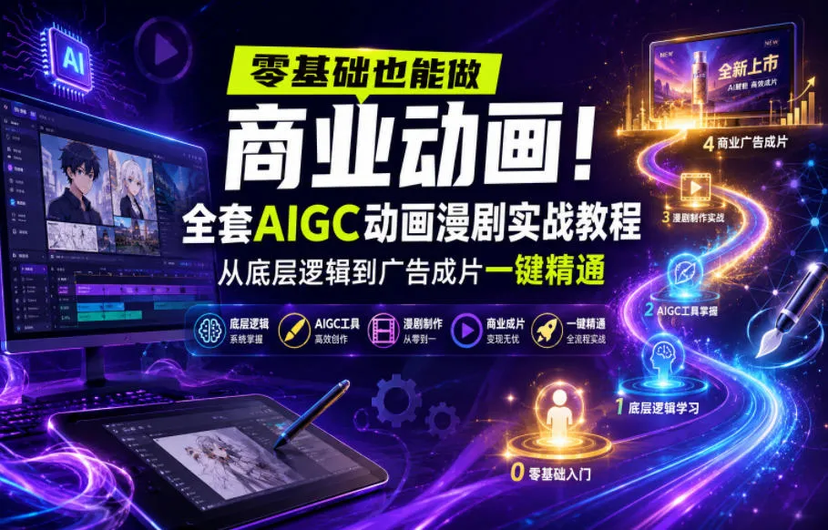 零基础也能做商业动画！全套AIGC动画漫剧实战教程，从底层逻辑到广告成片一键精通(更新0715)-资源分享