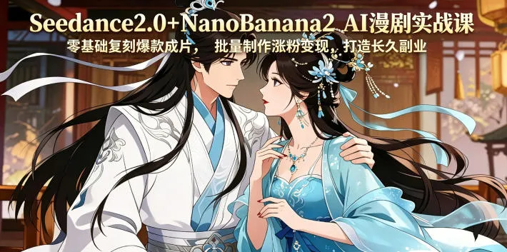 Seedance2.0+NanoBanana2 AI漫剧实战课，零基础复刻爆款成片涨粉变现，打造长久副业收益-资源分享