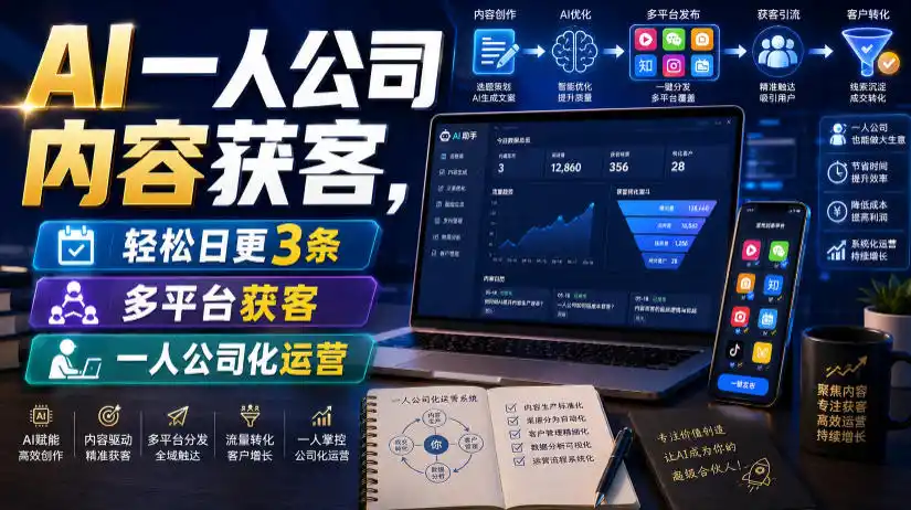 AI一人公司内容获客，轻松日更3条，多平台获客，一人公司化运营(更新0827)-资源分享