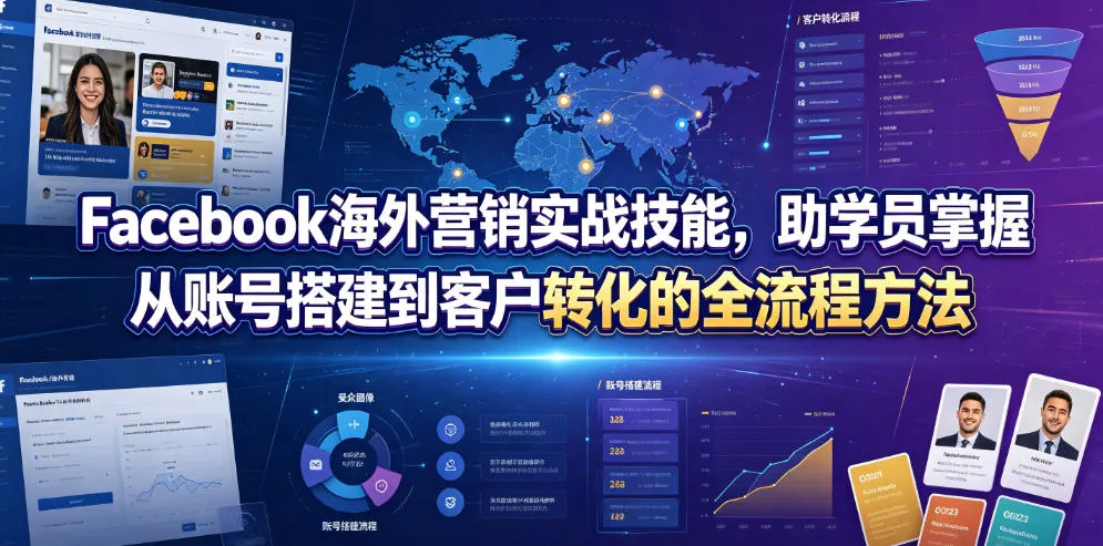 Facebook海外营销实战：掌握账号搭建到客户转化全流程 - 轻创方舟-资源分享