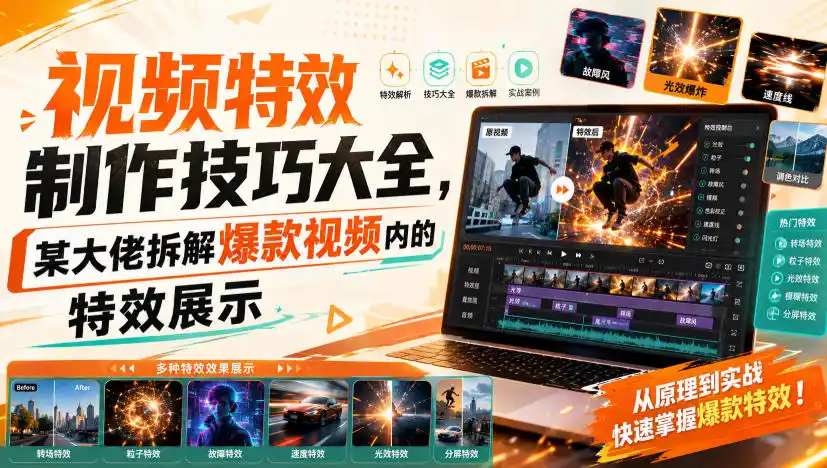 视频特效制作技巧大全，某大佬拆解爆款视频内的特效展示-资源分享