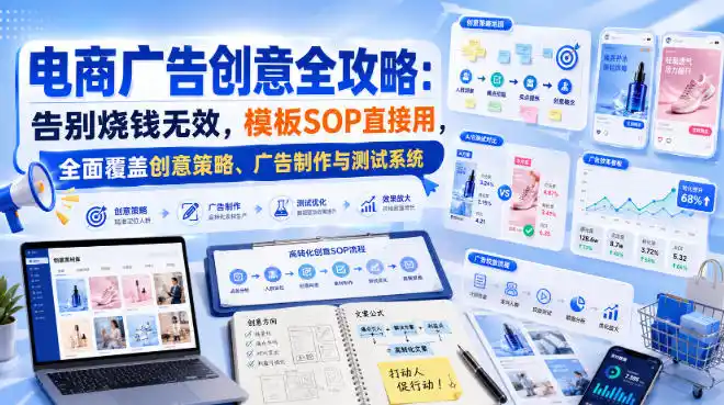 电商广告创意全攻略：告别烧钱无效，模板SOP直接用，全面覆盖创意策略、广告制作与测试系统【原创双语字幕】-资源分享