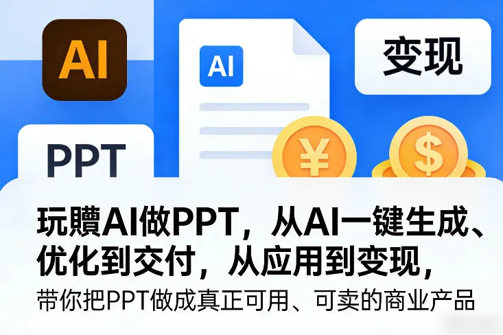 玩賺AI做PPT，从AI一键生成、优化到交付，从应用到变现，带你把PPT做成真正可用、可卖的商业产品(更新0513)-资源分享