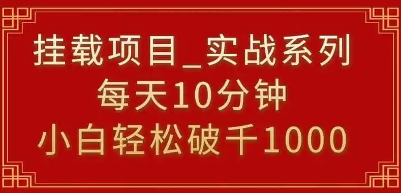 挂载项目，小白轻松破1000，每天10分钟，实战系列保姆级教程【揭秘】-资源分享