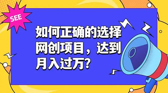 如何正确的选择网创项目，达到月入过万？，本课程教你正确选择项目。-资源分享