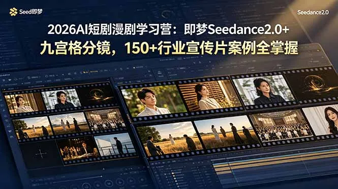 2026AI短剧漫剧学习营：即梦Seedance2.0+九宫格分镜，150+行业宣传片案例全掌握-资源分享