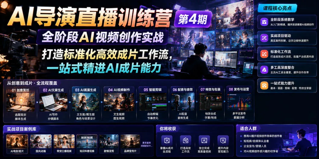 AI导演直播训练营第4期｜全阶段AI视频创作实战，打造标准化高效成片工作流，一站式精进AI成片能力-资源分享