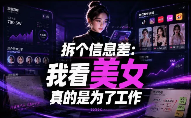 【理直气壮】我给看美女找了一个非常恰当的理由，信息差项目-资源分享
