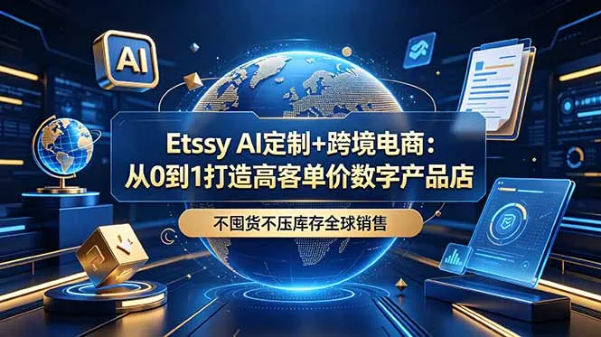 Etsy AI定制+跨境电商：从0到1打造高客单价数字产品店，不囤货不压库存全球销售-资源分享