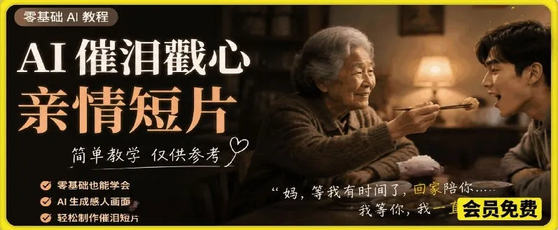 AI催泪戳心亲情短片，零基础AI教程，简单教学仅供参考-资源分享