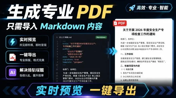 只需导入Markdown内容，实时预览一键导出专业PDF！轻松解决AI生成内容排版问题Presto-资源分享