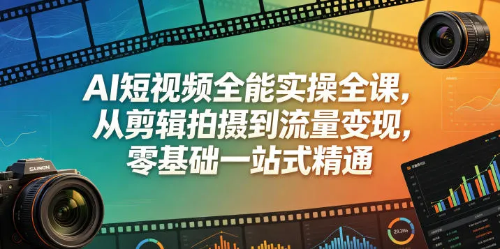 AI短视频全能实操全课，从剪辑拍摄到流量变现，零基础一站式精通-资源分享