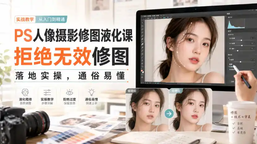 PS人像摄影修图液化课，拒绝无效修图，落地实操，通俗易懂-资源分享